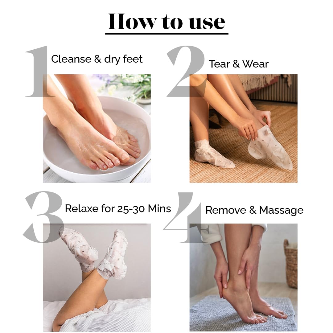 LuxaDerme Foot Hydrating Socks | Deeply Moisturizes Dry & Dull Skin | Reduces Pigmentation | Nourishes Nails & Cuticles (Pack of 5)