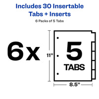 Avery 5-Tab Binder Dividers, Insertable Multicolor Big Tabs, 6 Sets (11109) Binder Divider 6-pack