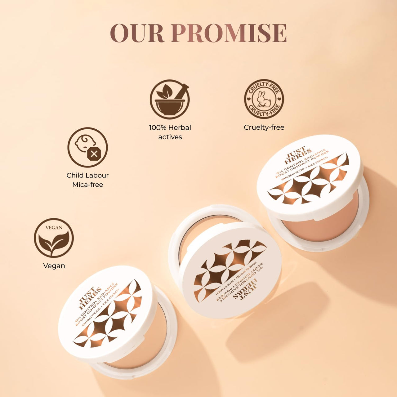Just Herbs Oil Contarol Radiance Booster Age Defying Compact Powder for face Makeup 9g (Natural)