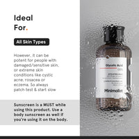 Minimalist 8% Glycolic Acid Toner For Glowing Skin | Multi-functional Exfoliating Toner With Bamboo Water for Body, Face, Underarms & Scalp | For Women & Men | 150 ml