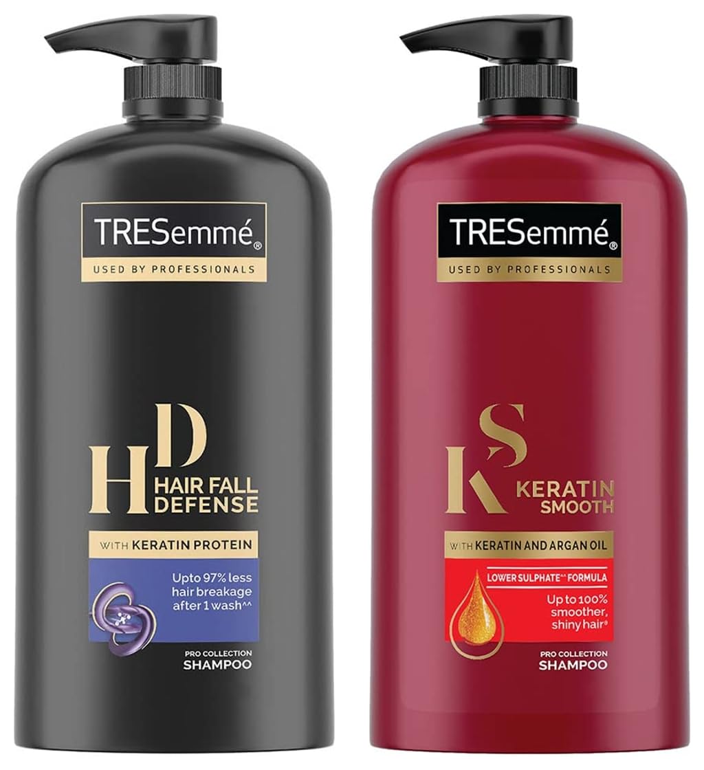 Tresemme Hair Fall Defence Shampoo 1 Ltr & Tresemme Keratin Smooth Shampoo,With Keratin And Argan Oil For Smoother And Shinier Hair, 1 Ltr