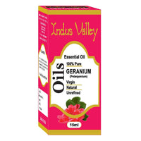 Indus Valley 100% Pure Natural & Organic, Undiluted Geranium Essential Oil with Glass Dropper for Skin, Hair Care -15ml