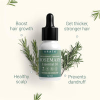 Arata Undiluted Rosemary Essential Oil For Hair Growth, Hair Fall Control & Nourishment | 100% Natural and Pure Blend | Strengthens Hair & Balances Scalp | 15ML
