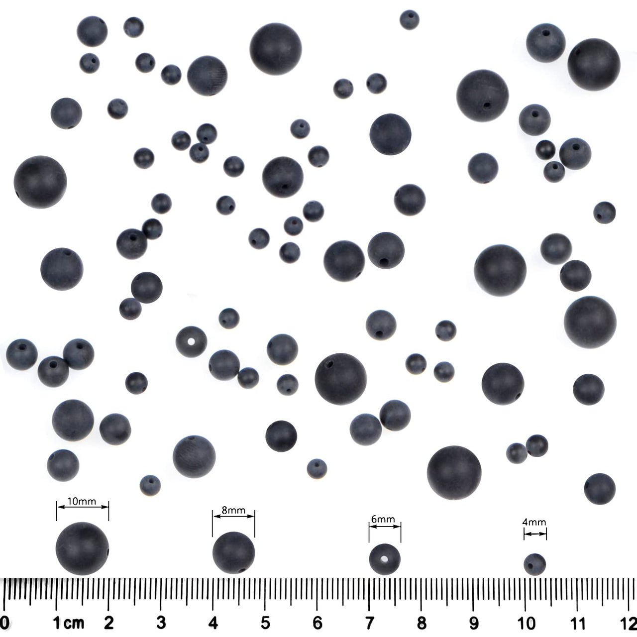 210pcs Natural Crystal Beads Stone Gemstone Round Energy Healing Loose Beads with Stretch Cord for Jewelry Making Bracelets Anklets (8mm 140pcs, Matte Black Onyx) 8mm 140pcs