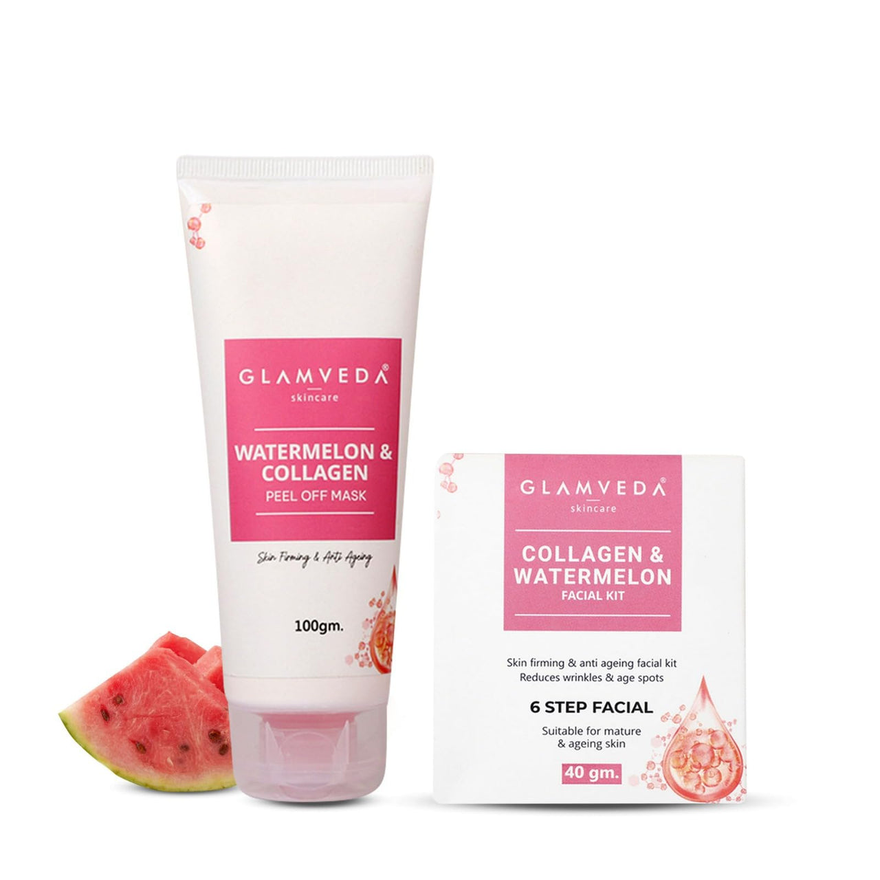 Glamveda Watermelon & Collagen Anti Ageing Combo For Delay's ageing ( Facial Kit + Peel Off Mask )