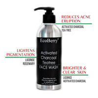 EcoBerry Activated Charcoal Teatree Face Wash | For Acne Prone, Oily Skin, Detoxifies Skin, Organic, Non Comedogenic, Paraben Free, Chemical Free, Cruelty Free, Mineral Oil Free, Preservative Free, Vegan