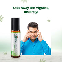 Hampa Hemp Migraine Pain Relief Roll-On | Ayurvedic Oil for Tension, Headache & Migraine with Vijaya, Peppermint & Eucalyptus Oils | Fast-Acting, Natural, Cooling, Non-Sticky | 10ml Travel-Friendly