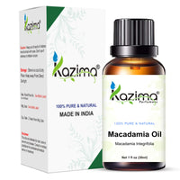 KAZIMA Macadamia Cold Pressed Carrier Oil - 100% Pure Natural & Undiluted For Skin care & Hair (30ml)