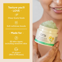 CITTA Cica Face Scrub For Tan & Dead Cells Removal | India’s 1st Frosted Texture Scrub For Oily & Sensitive Skin | 3 Benefits In One | Gently Exfoliates Skin, De-tans, & Restores Barrier | For Men & Women | Non-Drying | Centella Asiatica For Rejuvenation