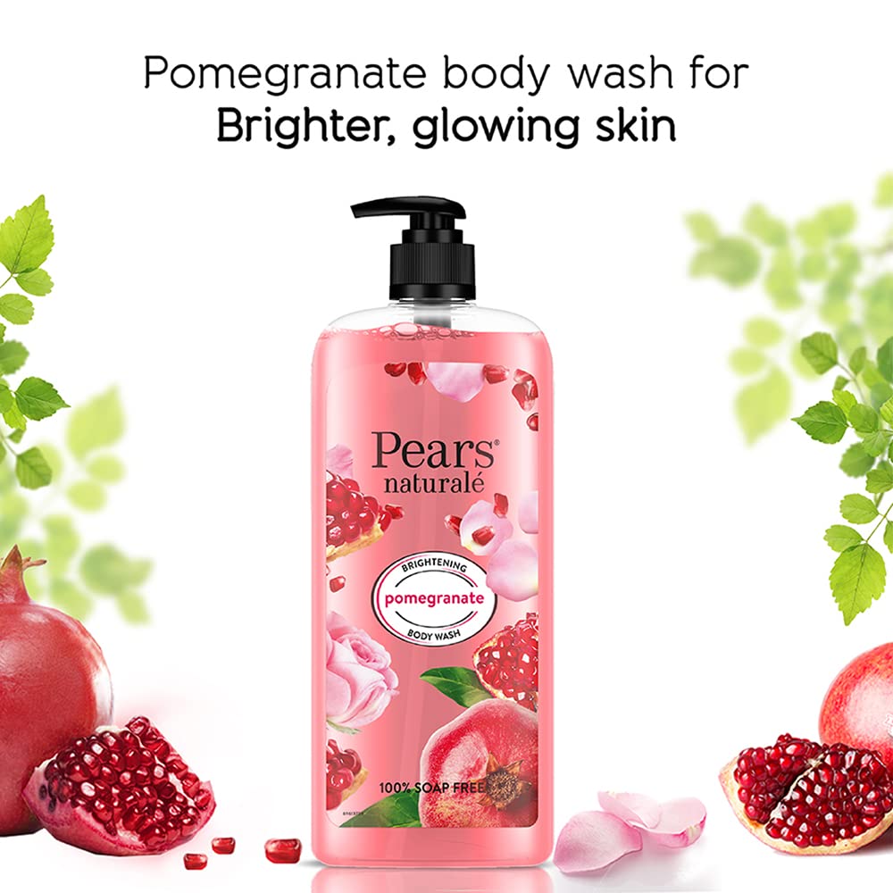 Pears Naturale Brightening Pomegranate Bodywash With Glycerine, Paraben Free, Soap Free, Eco Friendly, Dermatologically Tested, 750 ml (Pack of 2)
