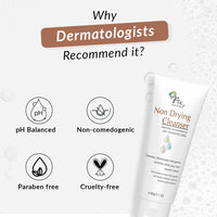 Fixderma Non Drying Cleanser, soap-free & pH Balanced cleanser, Pore-Refining, Dermatologist tested, Face Exfoliator, Non-comedogenic & Non-irritating skin cleanser - 60g