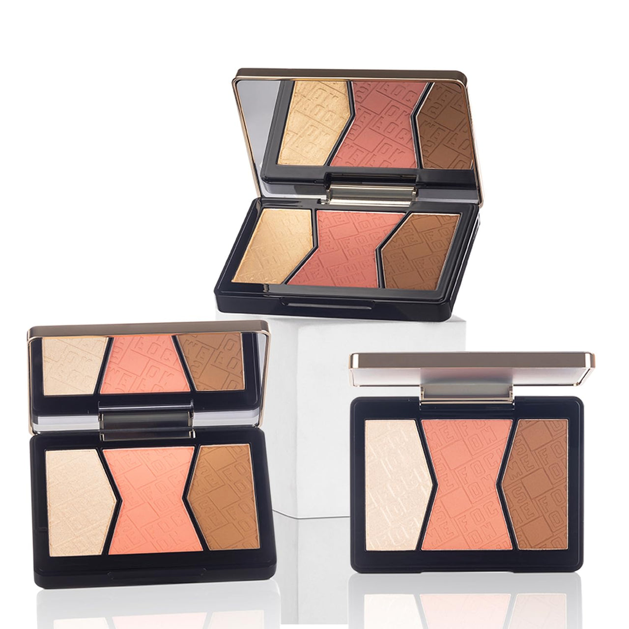 PAC Focus On Me 3 in 1 Bronzer Highlighter & Blush Palette for Face Makeup | Face Palette with Lightweight Natural Shimmer Glow Compact Powder | Full Coverage & Long Lasting for All Skin Type - Dark