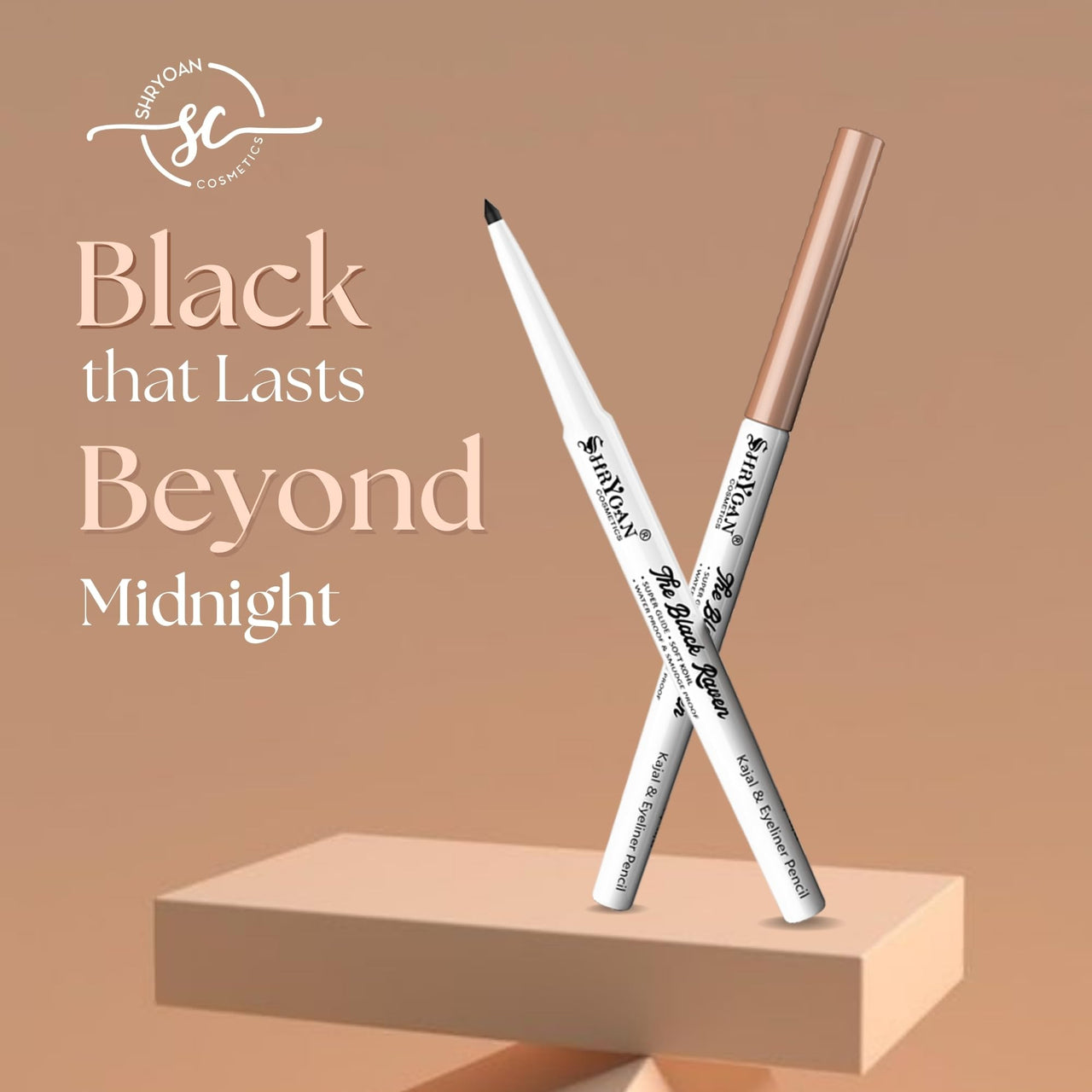 Shryoan Black Revolving Kajal | Intense Matte Finish for Lasting Definition | Waterproof & Smudge Proof Kajal | High Pigment | Super Glide