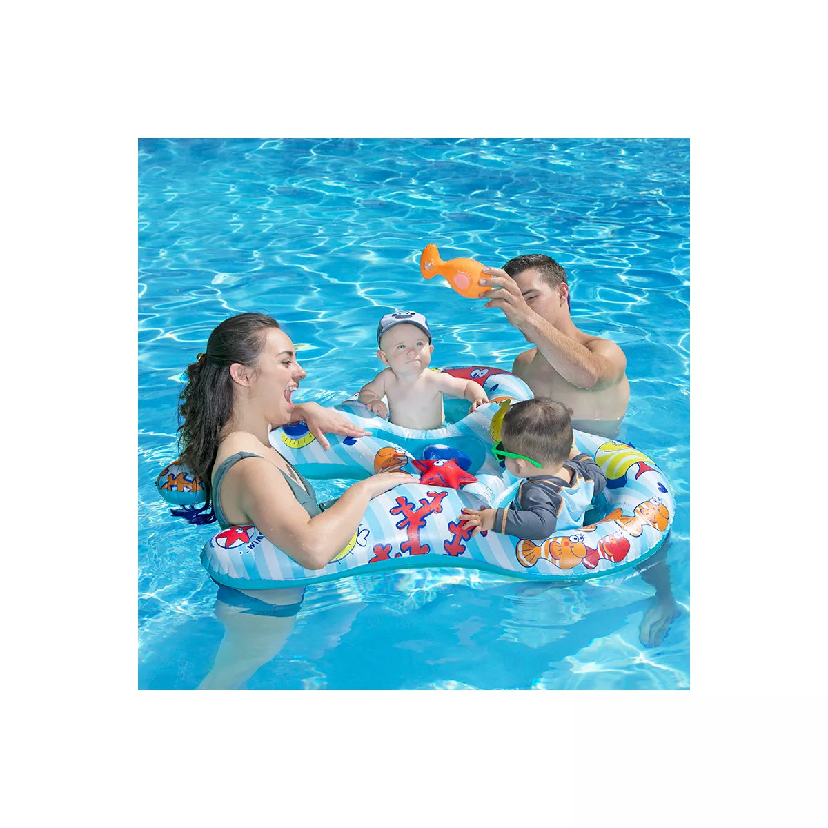 Swim Central 46.5" Underwater Creatures Mommy and Us Dual Inflatable Swimming Pool Float