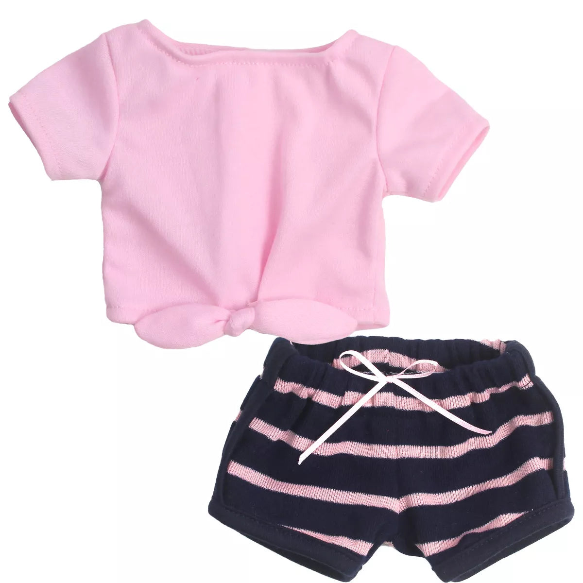 Sophia’S 2 Piece Summer Outfit with Tie Front Tee and Striped Shorts for 18" Dolls, Pink/Navy