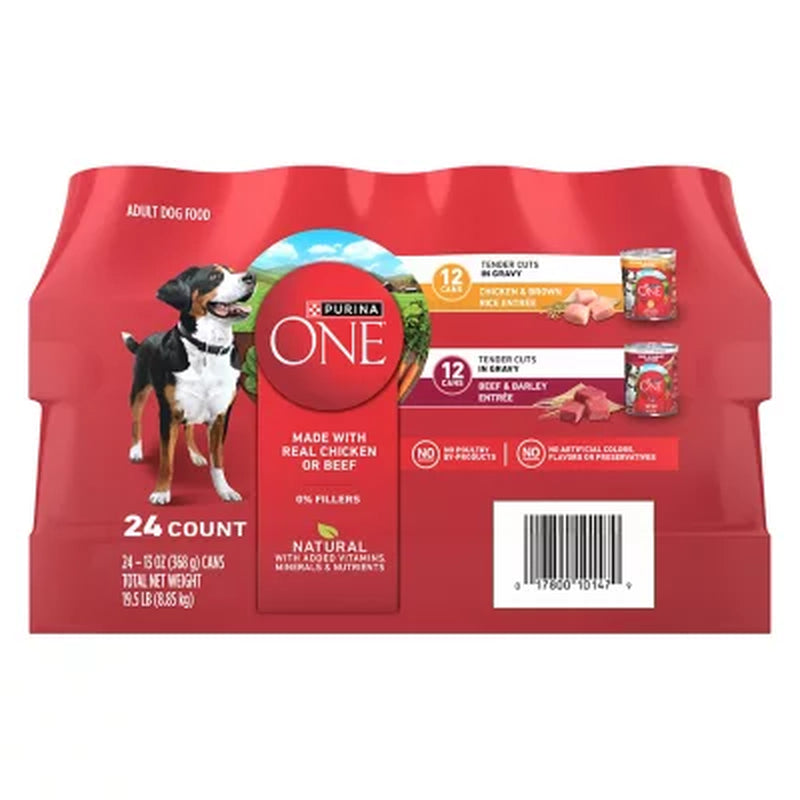 Purina ONE Mainline Variety Pack Adult Wet Dog Food, 24Ct, 13 Oz.