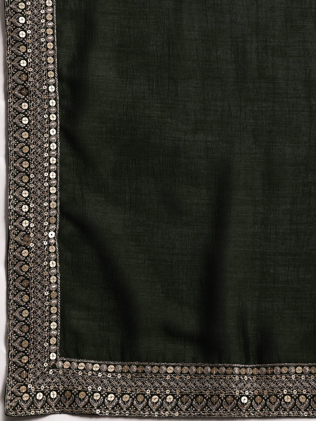 Green Embroidered Silk Blend Straight Suit with Dupatta