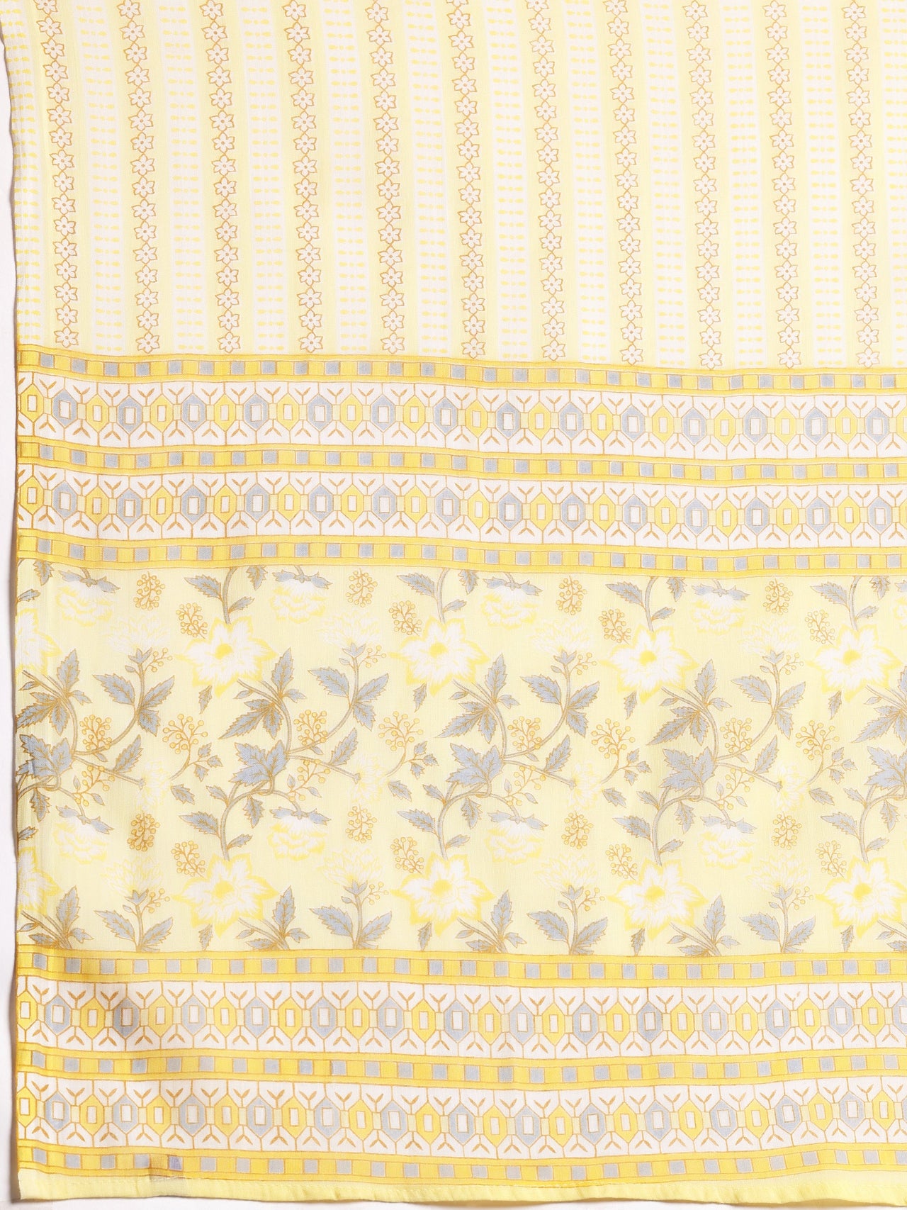 Yellow Printed Cotton Straight Suit with Dupatta
