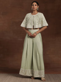 Libas Art Green Solid Silk Blend 3 Piece Co-Ords