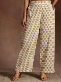Gulkand off White Printed Cotton A-Line Kurta with Palazzos