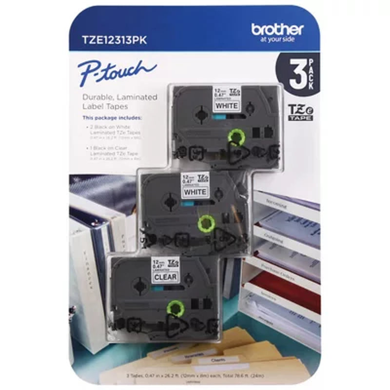 Brother P-Touch Tze12313Pk Laminated Tape for Brother Label Makers- 3 Pack