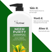 TryOnes Neem Sat Hair Shampoo for Thick & Strong Hair | Natural Hair Cleanser for Healthy Hair |Paraben & Sulphate-Free |Suitable for All Hair 1000 ml