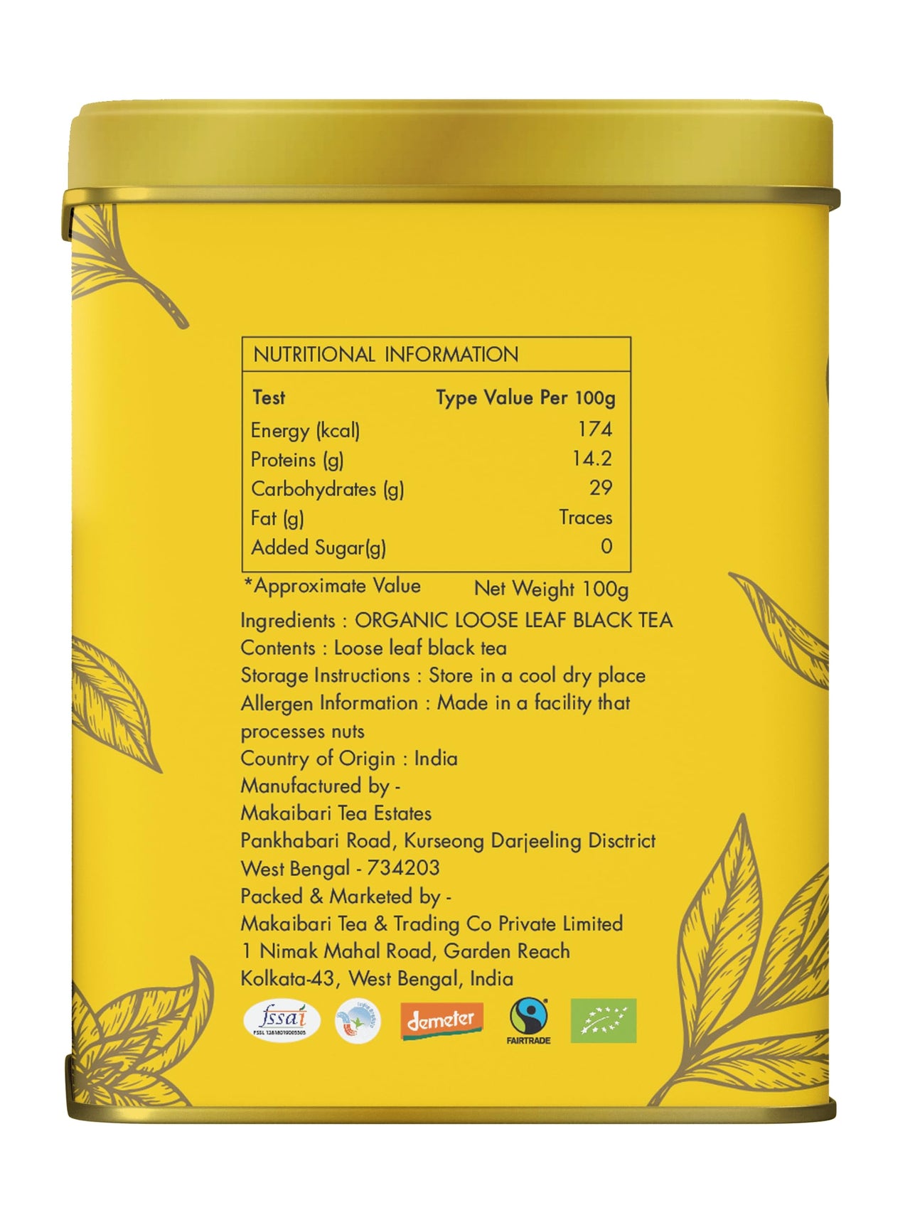 Makaibari Himalayan Spring, Special Edition First Flush Black tea 100 gm Loose Leaf First Flush Black Tea | USDA Organic Certified Darjeeling Black Tea | Single Estate Loose Leaf Tea