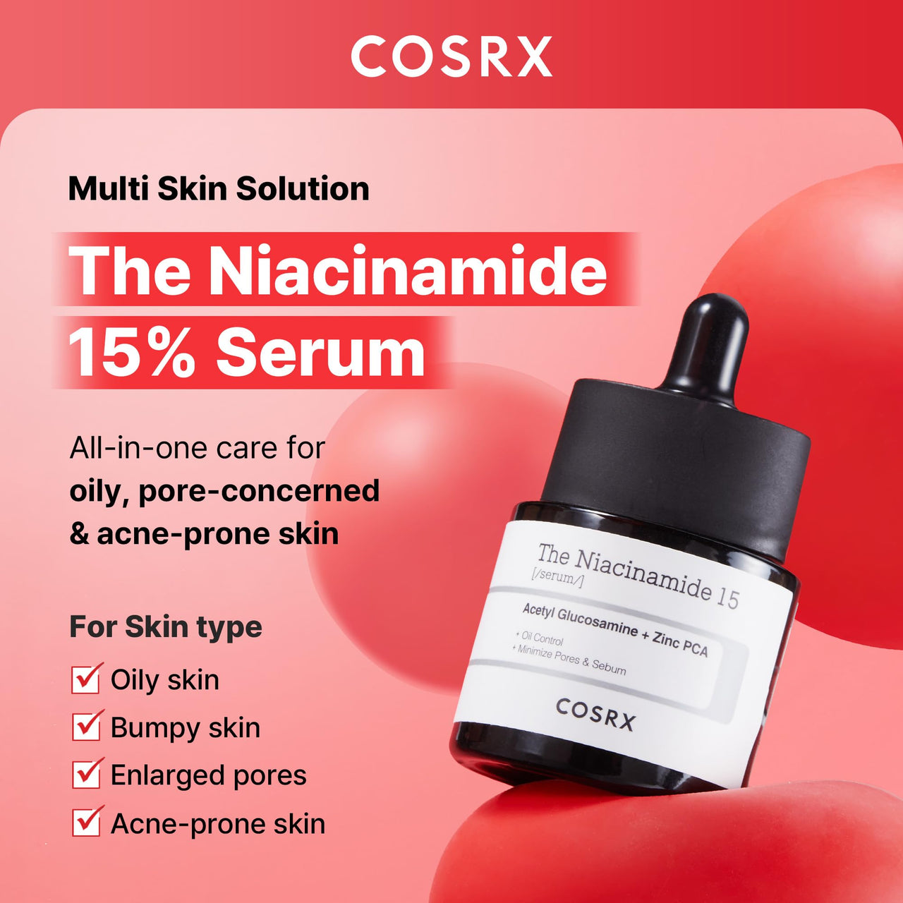COSRX Niacinamide 15% Face Serum 20Ml, Minimizing Pores & Sebums, Blemish Treatments For Discoloration, Dark Spots, Enlarged Pores, Artificial Fragrance & Parabens-Free