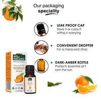 Indus Valley 100% Pure Natural & Organic, Undiluted Orange Essential Oil with Therapeutic Grade & Glass Dropper for Skin, Hair Care -15ml