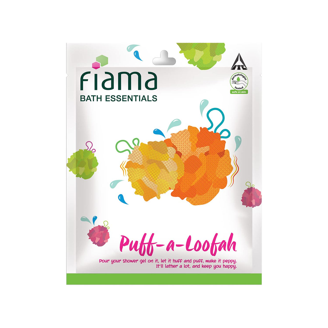 Fiama Bath Essential Puff-a-Loofah, Pack of 1 Body Loofah, Soft, Exfoliated and Energized Skin