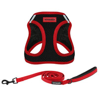 Voyager Step-in Air All Weather Mesh Harness and Reflective Dog 5 ft Leash Combo with Neoprene Handle, for Small, Medium and Large Breed Puppies by Best Pet Supplies - Red Trim, XL Harness Leash Bundle (Black/Red Trim) XL (Chest: 20.5 - 23