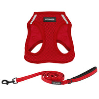 Voyager Step-in Air All Weather Mesh Harness and Reflective Dog 5 ft Leash Combo with Neoprene Handle, for Small, Medium and Large Breed Puppies by Best Pet Supplies - Harness Leash Set (Red), L Harness Leash Set (Red) L (Chest: 18 - 20.5