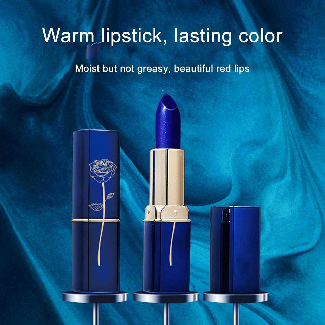 FLORISELL Blue Shimmer Magic Color Changing Lipstick, Labial Magico Lips Moisturizer Lazy Lipstick For Women