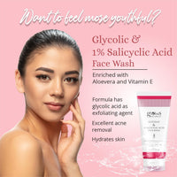 Globus Naturals Pimple Clear Glycolic & 1% Salicylic Acid Face Wash, For Acne & Oil Control, Enriched with Aloe vera & Vitamin E (100ml) (Pack Of 5)