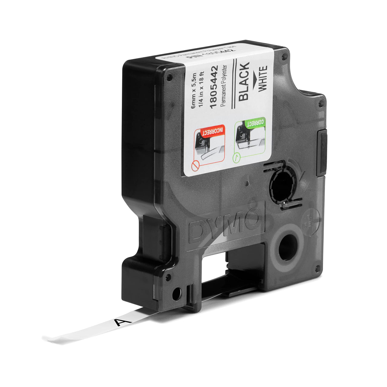 DYMO Rhino Industrial Permanent Polyester Labels, 1/4", Black Print on White Tape 1/4" (6MM)