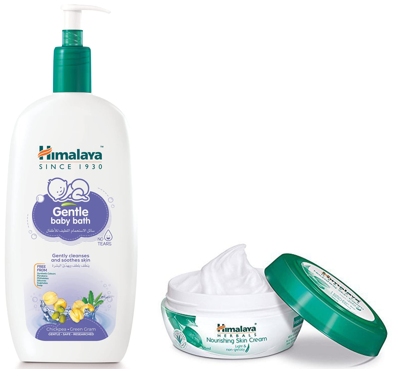 Himalaya Gentle Baby Wash (400ml) & Nourishing Skin Cream, 200ml