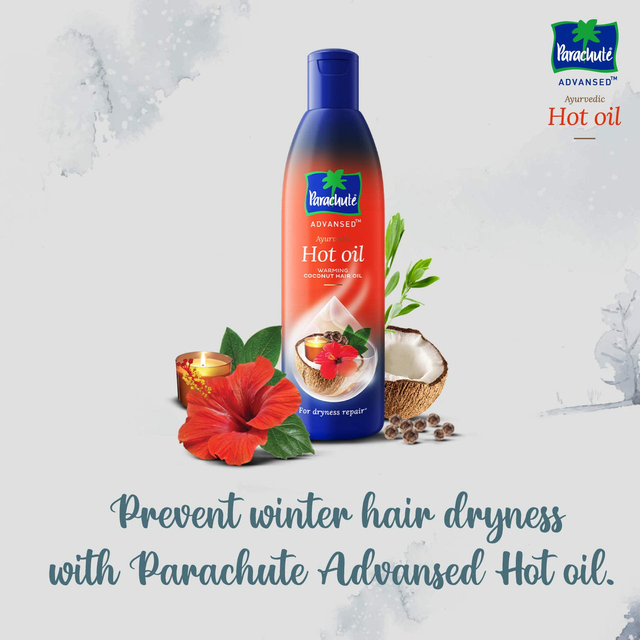 Parachute 100% Pure Coconut Oil, 1 L (Pet Jar) & Advansed Ayurvedic Hot Oil, Warming Coconut Hair Oil, Frizz Free Hair, 400ml With Free 90ml