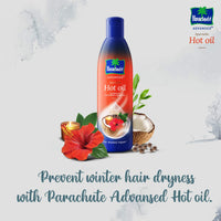 Parachute 100% Pure Coconut Oil, 1 L (Pet Jar) & Advansed Ayurvedic Hot Oil, Warming Coconut Hair Oil, Frizz Free Hair, 400ml With Free 90ml