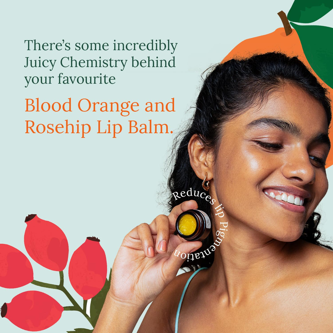 Juicy Chemistry Blood Orange & Rosehip Lip Balm, 5 G |Enriched with Natural Ceramides to Hydrate, Moisturise & Reduce Pigmentation|Formulated with Organic Castor Oil, Jojoba Oil and Vitamin E