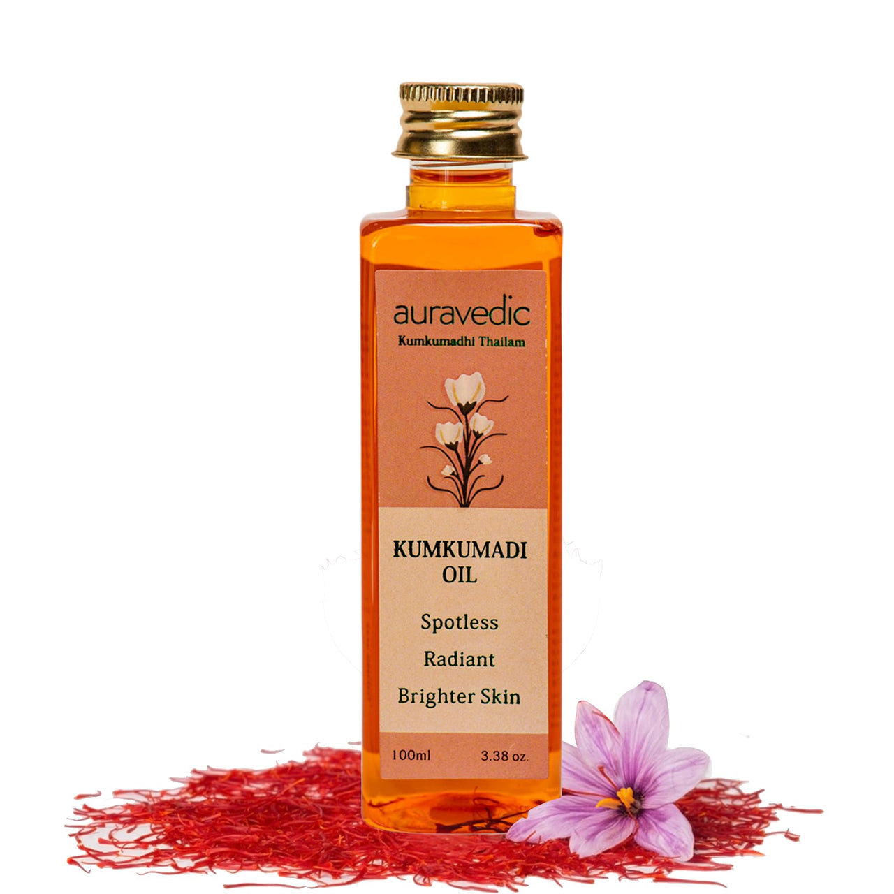 Auravedic Kumkumadi Oil For Face 100 Ml, Kumkumadi Tailam Face Oil For Glowing Skin, Dark Spot Corrector Face Serum