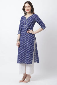 Rajnandini Women's  Pure Cotton with Zari Weaving Jaipuri Printed Kurti