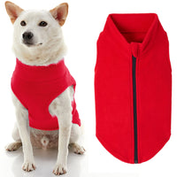 Gooby Zip Up Fleece Dog Sweater - Red, 2X-Large - Warm Pullover Fleece Step-in Dog Jacket with Dual D Ring Leash - Winter Small Dog Sweater - Dog Clothes for Small Dogs Boy and Medium Dogs