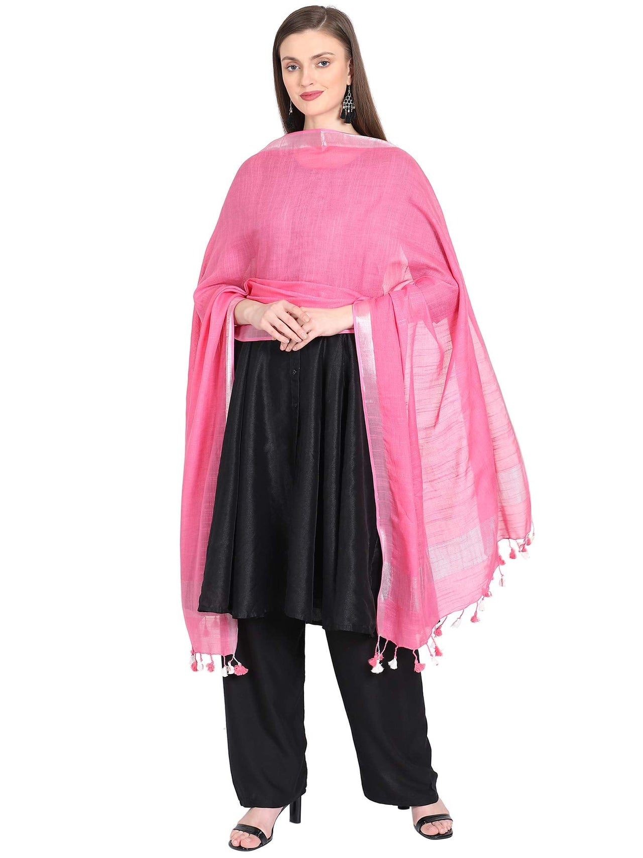 THE WEAVE TRAVELLER Women's  Solid Cotton Blend Dupatta