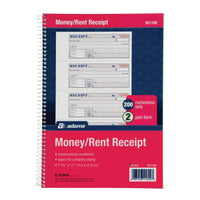 Adams Money and Rent Receipt Book, 2-Part Carbonless, 7-5/8