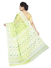 T.J. SAREES Women's  Jamdani Silk Blend Saree Without Blouse Piece