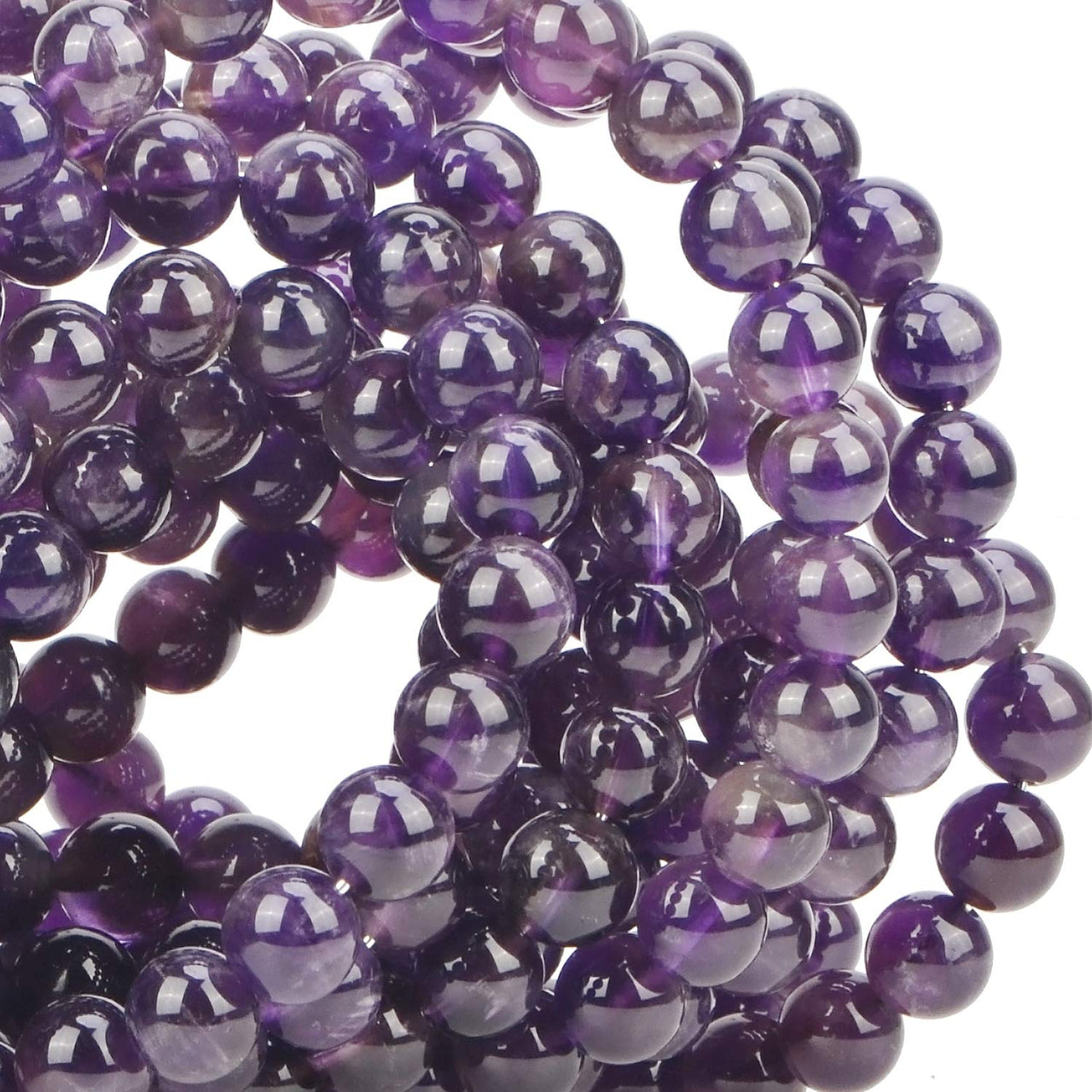 100Pcs Natural Crystal Beads Stone Gemstone Round Loose Energy Healing Beads with Free Crystal Stretch Cord for Jewelry Making (Amethyst, 6MM) Amethyst
