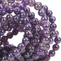 100Pcs Natural Crystal Beads Stone Gemstone Round Loose Energy Healing Beads with Free Crystal Stretch Cord for Jewelry Making (Amethyst, 6MM) Amethyst