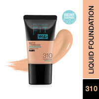 Maybelline New York Liquid Foundation For Oily Skin light coverage, Matte & Poreless, Fit Me, 310 Sun Beige & New York Compact Pressed Powder, Fit Me, 330 Tofee, 8G, Pack Of 1