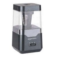 Basics Portable Electric Pencil Sharpener, Helical Blade, Auto Stop, Battery/USB Cord Operated, Black, 3.54 x 3.54 x 6.3 in
