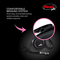 FLEXI New Classic Retractable Dog Leash (Tape), 16 ft, Small, Black Small - 16 ft